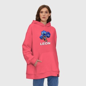 Худи SuperOversize хлопок с принтом Brawl Stars LEON в городе Новоалтайск, 70% хлопок, 30% полиэстер, мягкий начес внутри | карман-кенгуру, эластичная резинка на манжетах и по нижней кромке, двухслойный капюшон
 | brawl | brawl stars | crow | leon | sally | shark | stars | акула | бравл | бравл старс | браво старс | игра | компьютерная | кров | леон | леон акула | онлайн | старс | шарк