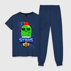 Женская пижама хлопок с принтом Brawl Stars в городе Новоалтайск, 100% хлопок | брюки и футболка прямого кроя, без карманов, на брюках мягкая резинка на поясе и по низу штанин | brawl | brawl stars | crow | leon | sally | shark | stars | акула | бравл | бравл старс | браво старс | игра | компьютерная | кров | леон | леон акула | онлайн | старс | шарк