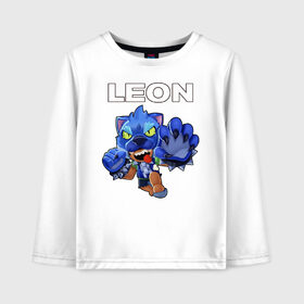 Детский лонгслив хлопок с принтом Brawl Stars LEON в городе Новоалтайск, 100% хлопок | круглый вырез горловины, полуприлегающий силуэт, длина до линии бедер | brawl | brawl stars | crow | leon | sally | shark | stars | акула | бравл | бравл старс | браво старс | игра | компьютерная | кров | леон | леон акула | онлайн | старс | шарк
