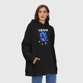 Худи SuperOversize хлопок с принтом Brawl Stars LEON в городе Новоалтайск, 70% хлопок, 30% полиэстер, мягкий начес внутри | карман-кенгуру, эластичная резинка на манжетах и по нижней кромке, двухслойный капюшон
 | brawl | brawl stars | crow | leon | sally | shark | stars | акула | бравл | бравл старс | браво старс | игра | компьютерная | кров | леон | леон акула | онлайн | старс | шарк