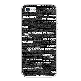 Чехол для iPhone 5/5S матовый с принтом OK BOOMER в городе Новоалтайск, Силикон | Область печати: задняя сторона чехла, без боковых панелей | бумер | мем | надпись | окей | паттерн | текст | фраза | черно белый