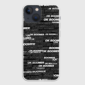 Чехол для iPhone 13 mini с принтом OK BOOMER в городе Новоалтайск,  |  | бумер | мем | надпись | окей | паттерн | текст | фраза | черно белый