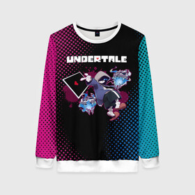 Женский свитшот 3D с принтом UNDERTALE в городе Новоалтайск, 100% полиэстер с мягким внутренним слоем | круглый вырез горловины, мягкая резинка на манжетах и поясе, свободная посадка по фигуре | asriel dreemurr | chara | frisk | gaster blaster | sans | undertale | азриэль дримурр | андертейл | андрайн | гастер | меттатон | санс | фриск | чара