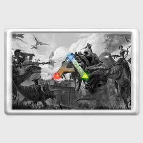 Магнит 45*70 с принтом Ark Survival Evolved в городе Новоалтайск, Пластик | Размер: 78*52 мм; Размер печати: 70*45 | ark survival evolved | dino | game | динозавр | игры
