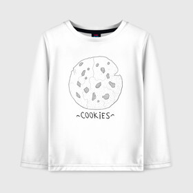 Детский лонгслив хлопок с принтом Cookies в городе Новоалтайск, 100% хлопок | круглый вырез горловины, полуприлегающий силуэт, длина до линии бедер | cookies | графика | кофе | печенье | печеньки | постирония | прикольные картинки | сладости | чай