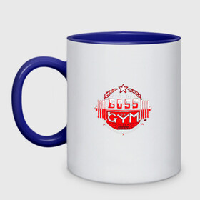 Кружка двухцветная с принтом Boss of GYM (Color)  в городе Новоалтайск, керамика | объем — 330 мл, диаметр — 80 мм. Цветная ручка и кайма сверху, в некоторых цветах — вся внутренняя часть | aniki | aquarell | art | billy | billy herrington | gachi | gachimuchi | van | акварель | аники | арт | вэн | гачи | гачибасс | гачимучи