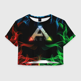 Женская футболка Crop-top 3D с принтом Ark Survival | АРК СУРВИВАЛ (Z) в городе Новоалтайск, 100% полиэстер | круглая горловина, длина футболки до линии талии, рукава с отворотами | ark survival evolved | dino | game | динозавр | игры