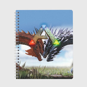 Тетрадь с принтом Ark Survival Evolved в городе Новоалтайск, 100% бумага | 48 листов, плотность листов — 60 г/м2, плотность картонной обложки — 250 г/м2. Листы скреплены сбоку удобной пружинной спиралью. Уголки страниц и обложки скругленные. Цвет линий — светло-серый
 | ark survival evolved | dino | game | динозавр | игры