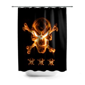 Штора 3D для ванной с принтом Черепа в городе Новоалтайск, 100% полиэстер | плотность материала — 100 г/м2. Стандартный размер — 146 см х 180 см. По верхнему краю — пластиковые люверсы для креплений. В комплекте 10 пластиковых колец | череп
