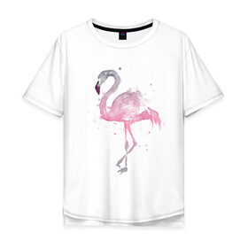 Мужская футболка хлопок Oversize с принтом Flamingo в городе Новоалтайск, 100% хлопок | свободный крой, круглый ворот, “спинка” длиннее передней части | абстракция | акварель | арт | градиент | животные | минимализм | птицы | фламинго | экзотика | экзотические животные | экзотические птицы