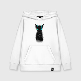 Детская толстовка хлопок с принтом Dark Cat в городе Новоалтайск, 100% хлопок | Круглый горловой вырез, эластичные манжеты, пояс, капюшен | cat | monster | глаза | горят | дымит | дымится | кот | кошак | кошатина | кошка | кэт | мокрый | монстер | нос
