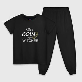Детская пижама хлопок с принтом Toss a coin to your Witcher в городе Новоалтайск, 100% хлопок |  брюки и футболка прямого кроя, без карманов, на брюках мягкая резинка на поясе и по низу штанин
 | andrzej | cavill | ciri | geralt | henry | netflix | rivia | sapkowski | witcher | анджей | ведьмак | генри | геральт | йеннифэ | кавилл | лютик | ривия | сапковский | цири | цирилла
