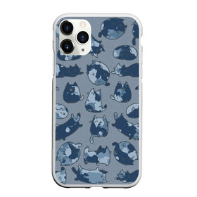 Чехол для iPhone 11 Pro матовый с принтом Камуфляж с котиками (серо-голубой) в городе Новоалтайск, Силикон |  | cat | cats | армия | военный | воин | герой | день защитника | день защитника отечества | десант | защитник | капитан | котики | коты | котэ | котята | кошки | мальчишник | мужчинам | омон | охота | охранник