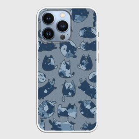 Чехол для iPhone 13 Pro с принтом Камуфляж с котиками (серо голубой) в городе Новоалтайск,  |  | Тематика изображения на принте: cat | cats | армия | военный | воин | герой | день защитника | день защитника отечества | десант | защитник | капитан | котики | коты | котэ | котята | кошки | мальчишник | мужчинам | омон | охота | охранник