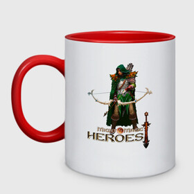 Кружка двухцветная с принтом Heroes of Might and Magic в городе Новоалтайск, керамика | объем — 330 мл, диаметр — 80 мм. Цветная ручка и кайма сверху, в некоторых цветах — вся внутренняя часть | Тематика изображения на принте: game | heroes of might and magic | logo | герои | герои меча и магии | игра | логотип | надпись