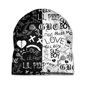Шапка 3D с принтом LIL PEEP LOGOBOMBING в городе Новоалтайск, 100% полиэстер | универсальный размер, печать по всей поверхности изделия | lil peep | lil prince | pink | зарубежная музыка | лил пип | маленький принц