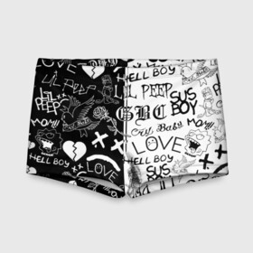 Детские купальные плавки 3D с принтом LIL PEEP LOGOBOMBING | ЛИЛ ПИП в городе Новоалтайск, Полиэстер 85%, Спандекс 15% | Слитный крой, подклад по переду изделия, узкие бретели | Тематика изображения на принте: lil peep | lil prince | pink | зарубежная музыка | лил пип | маленький принц