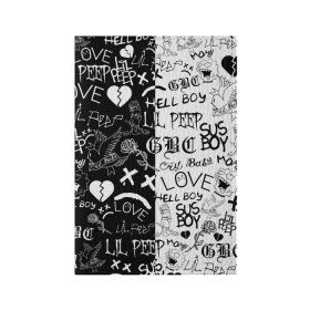 Обложка для паспорта матовая кожа с принтом LIL PEEP LOGOBOMBING в городе Новоалтайск, натуральная матовая кожа | размер 19,3 х 13,7 см; прозрачные пластиковые крепления | Тематика изображения на принте: lil peep | lil prince | pink | зарубежная музыка | лил пип | маленький принц