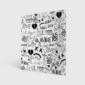 Холст квадратный с принтом LIL PEEP | ЛИЛ ПИП LOGOBOMBING в городе Новоалтайск, 100% ПВХ |  | Тематика изображения на принте: lil peep | lil prince | pink | зарубежная музыка | лил пип | маленький принц