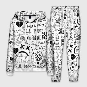 Мужской костюм 3D с принтом LIL PEEP LOGOBOMBING в городе Новоалтайск, 100% полиэстер | Манжеты и пояс оформлены тканевой резинкой, двухслойный капюшон со шнурком для регулировки, карманы спереди | lil peep | lil prince | pink | зарубежная музыка | лил пип | маленький принц