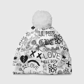 Шапка 3D c помпоном с принтом LIL PEEP | ЛИЛ ПИП LOGOBOMBING в городе Новоалтайск, 100% полиэстер | универсальный размер, печать по всей поверхности изделия | lil peep | lil prince | pink | зарубежная музыка | лил пип | маленький принц