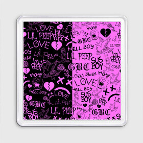 Магнит 55*55 с принтом LIL PEEP LOGOBOMBING BLACK PINK в городе Новоалтайск, Пластик | Размер: 65*65 мм; Размер печати: 55*55 мм | Тематика изображения на принте: lil peep | lil prince | pink | зарубежная музыка | лил пип | маленький принц
