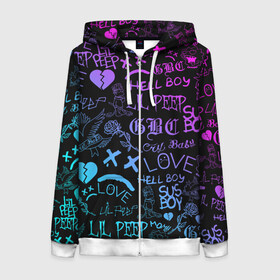 Женская толстовка 3D на молнии с принтом LIL PEEP NEON | ЛИЛ ПИП НЕОН в городе Новоалтайск, 100% полиэстер | длина до линии бедра, манжеты и пояс оформлены мягкой тканевой резинкой, двухслойный капюшон со шнурком для регулировки, спереди молния, по бокам два кармана | lil peep | lil prince | pink | зарубежная музыка | лил пип | маленький принц