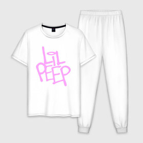 Мужская пижама хлопок с принтом LIL PEEP в городе Новоалтайск, 100% хлопок | брюки и футболка прямого кроя, без карманов, на брюках мягкая резинка на поясе и по низу штанин
 | lil peep | lil prince | pink | зарубежная музыка | лил пип | маленький принц