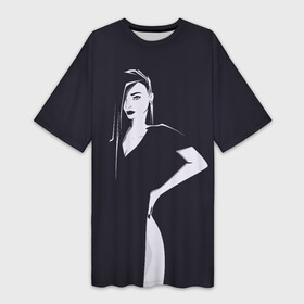 Платье-футболка 3D с принтом Dark Girl в городе Новоалтайск,  |  | art | beautiful girl | brunette | girl | girl in a dress | арт | брюнетка | девушка | девушка в платье | красивая девушка