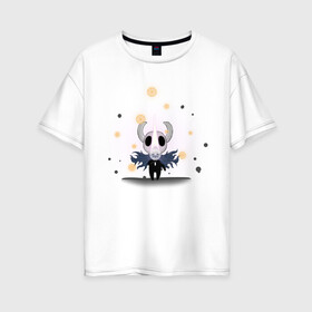 Женская футболка хлопок Oversize с принтом Hollow knight (Полый рыцарь) в городе Новоалтайск, 100% хлопок | свободный крой, круглый ворот, спущенный рукав, длина до линии бедер
 | art | hollow knight | аркада | арт | гвоздь грез | грезы | душа | игра | инди | полый рыцарь | рисунок | тень