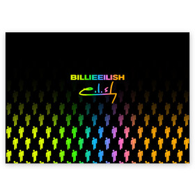 Поздравительная открытка с принтом BILLIE EILISH | БИЛЛИ АЙЛИШ (Z) в городе Новоалтайск, 100% бумага | плотность бумаги 280 г/м2, матовая, на обратной стороне линовка и место для марки
 | Тематика изображения на принте: be | billie | billie eilish | blohsh | ghoul | билли | билли айлиш