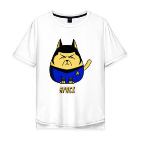 Мужская футболка хлопок Oversize с принтом Spock в городе Новоалтайск, 100% хлопок | свободный крой, круглый ворот, “спинка” длиннее передней части | animal | cat | cute | kitty | meow | spock | star trek | друг | животные | звездный путь | киска | китти | кот | котенок | котик | кошечка | кошка | лев | леопард | милый | мур | мяу | пантера | питомец | рысь | спок | тигр | улыбка