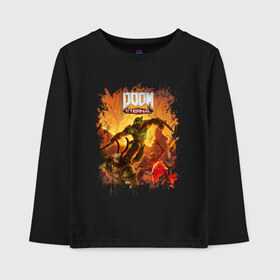 Детский лонгслив хлопок с принтом DOOM в городе Новоалтайск, 100% хлопок | круглый вырез горловины, полуприлегающий силуэт, длина до линии бедер | demons | devil | doom | doom eternal | doom slayer | hell | slayer | ад | вега | демоны | дум | икона греха | какодемон | манкубус | солдат рока | элементаль боли