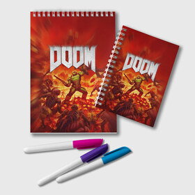 Блокнот с принтом DOOM в городе Новоалтайск, 100% бумага | 48 листов, плотность листов — 60 г/м2, плотность картонной обложки — 250 г/м2. Листы скреплены удобной пружинной спиралью. Цвет линий — светло-серый
 | doom | doom eternal | дум