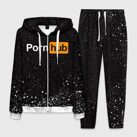 Мужской костюм 3D с принтом PornHub в городе Новоалтайск, 100% полиэстер | Манжеты и пояс оформлены тканевой резинкой, двухслойный капюшон со шнурком для регулировки, карманы спереди | brazzers | hub | бразерс