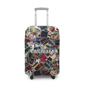 Чехол для чемодана 3D с принтом Дискография EMINEM в городе Новоалтайск, 86% полиэфир, 14% спандекс | двустороннее нанесение принта, прорези для ручек и колес | discography | rap | альбом | обложка | паттрен | рэп | рэпер | эминем