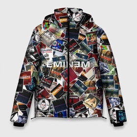 Мужская зимняя куртка 3D с принтом Дискография EMINEM в городе Новоалтайск, верх — 100% полиэстер; подкладка — 100% полиэстер; утеплитель — 100% полиэстер | длина ниже бедра, свободный силуэт Оверсайз. Есть воротник-стойка, отстегивающийся капюшон и ветрозащитная планка. 

Боковые карманы с листочкой на кнопках и внутренний карман на молнии. | discography | rap | альбом | обложка | паттрен | рэп | рэпер | эминем