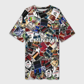 Платье-футболка 3D с принтом Дискография EMINEM в городе Новоалтайск,  |  | discography | rap | альбом | обложка | паттрен | рэп | рэпер | эминем