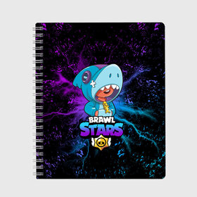 Тетрадь с принтом BRAWL STARS LEON SHARK в городе Новоалтайск, 100% бумага | 48 листов, плотность листов — 60 г/м2, плотность картонной обложки — 250 г/м2. Листы скреплены сбоку удобной пружинной спиралью. Уголки страниц и обложки скругленные. Цвет линий — светло-серый
 | bib | brawl stars | colt | crow | leon | leon shark | max | moba | sally leon | shark | акула | берли | биби | бравл старс | ворон | жанр | игра | кольт | леон | леон акула | ма | нита | шелли