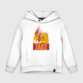 Детское худи Oversize хлопок с принтом JAKE в городе Новоалтайск, френч-терри — 70% хлопок, 30% полиэстер. Мягкий теплый начес внутри —100% хлопок | боковые карманы, эластичные манжеты и нижняя кромка, капюшон на магнитной кнопке | Тематика изображения на принте: cn_2047519_019061 | jake | vdpartat | время приключений | джейк