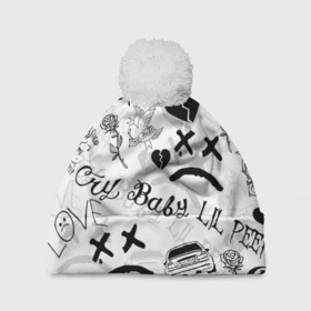 Шапка 3D c помпоном с принтом LIL PEEP в городе Новоалтайск, 100% полиэстер | универсальный размер, печать по всей поверхности изделия | lil peep | lil prince | pink | зарубежная музыка | лил пип | маленький принц