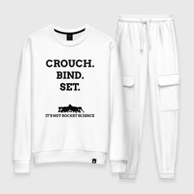 Женский костюм хлопок с принтом Crouch. Bind. Set в городе Новоалтайск, 100% хлопок | на свитшоте круглая горловина, мягкая резинка по низу. Брюки заужены к низу, на них два вида карманов: два 
