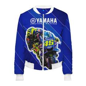 Женский бомбер 3D с принтом Valentino Rossi в городе Новоалтайск, 100% полиэстер | застегивается на молнию, по бокам два кармана без застежек, мягкие манжеты, по низу бомбера и на воротнике — эластичная резинка | bike | bikes | moto | moto gp | motogp | rossi | vale | valentino rossi | yamaha | yamaha motogp | байкер | вале | валентино росси | мото | мото гп | мотогонки | мотогп | мотоцикл | мотоциклист | мотоциклы | росси