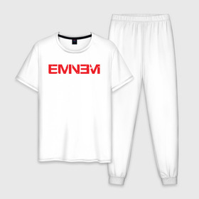 Мужская пижама хлопок с принтом EMINEM в городе Новоалтайск, 100% хлопок | брюки и футболка прямого кроя, без карманов, на брюках мягкая резинка на поясе и по низу штанин
 | eminem | rap | маршалл | музыка | музыкант | песни | реп | рэп | рэпер | хип хоп | эминем