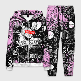 Мужской костюм 3D с принтом LIL PEEP. в городе Новоалтайск, 100% полиэстер | Манжеты и пояс оформлены тканевой резинкой, двухслойный капюшон со шнурком для регулировки, карманы спереди | lil peep | lil prince | pink | зарубежная музыка | лил пип | маленький принц