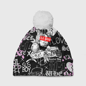 Шапка 3D c помпоном с принтом LIL PEEP в городе Новоалтайск, 100% полиэстер | универсальный размер, печать по всей поверхности изделия | lil peep | lil prince | pink | зарубежная музыка | лил пип | маленький принц
