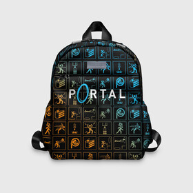 Детский рюкзак 3D с принтом PORTAL 2 | ПОРТАЛ 2 в городе Новоалтайск, 100% полиэстер | лямки с регулируемой длиной, сверху петелька, чтобы рюкзак можно было повесить на вешалку. Основное отделение закрывается на молнию, как и внешний карман. Внутри дополнительный карман. По бокам два дополнительных кармашка | aperture laboratories | glados | portal | portal 2 | valve | гладос | портал | портал 2 | челл
