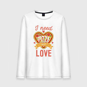 Мужской лонгслив хлопок с принтом i need pizza not love в городе Новоалтайск, 100% хлопок |  | 14 февраля | антивалентин | день святого  валентина | любовь | подарок