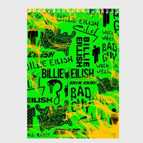 Скетчбук с принтом BILLIE EILISH в городе Новоалтайск, 100% бумага
 | 48 листов, плотность листов — 100 г/м2, плотность картонной обложки — 250 г/м2. Листы скреплены сверху удобной пружинной спиралью | Тематика изображения на принте: be | billie | billie eilish | blohsh | ghoul | билли | билли айлиш