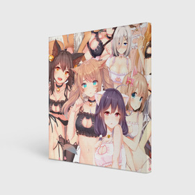 Холст квадратный с принтом Ахегао в городе Новоалтайск, 100% ПВХ |  | ahegao | anime | manga | neko | o face | аниме | ахегао | девушки | иероглифы | картинки | коллаж | лица | манга | тян | тянки | язык